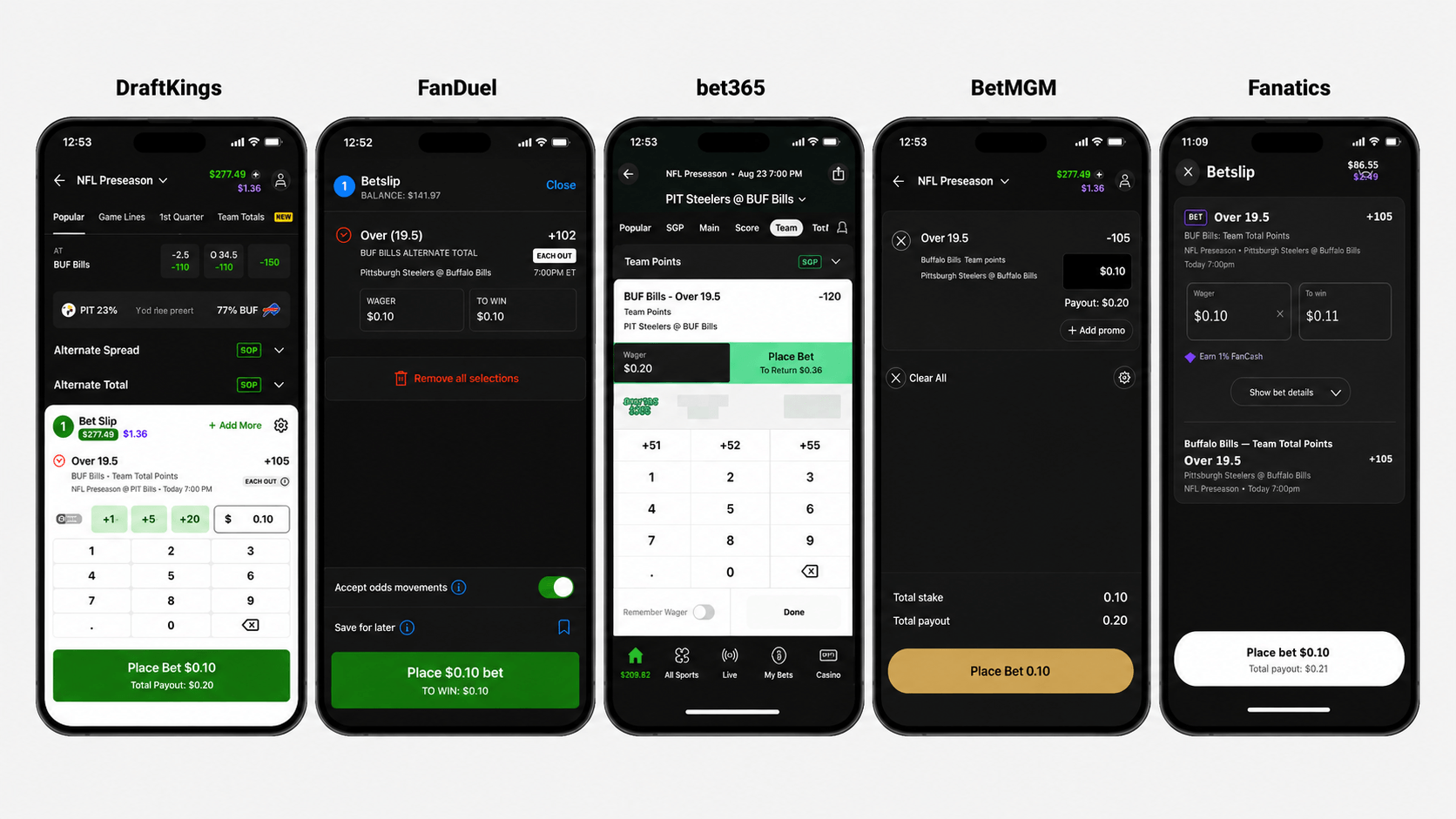 US betting sites bet slips